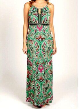 INC International Concepts Paisley Maxi Dress Size L • Sleeveless Boho Summer Dr